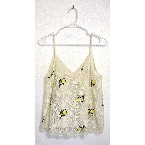 Floreat by Anthropologie Lemon Lace Cami Blouse PJ Top Size Small - Picture 3 of 11